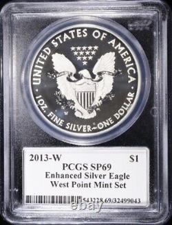 2013-W Enhanced Proof Silver Eagle PCGS SP69 Mercanti Signed From West Point Set