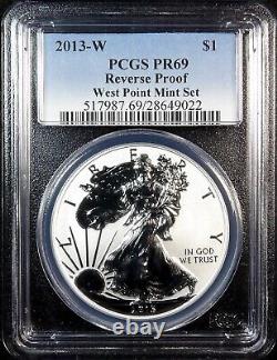 2013-W Silver Eagle Reverse Proof PR69 DCAM PCGS PR PF West Point Mint Set Blue