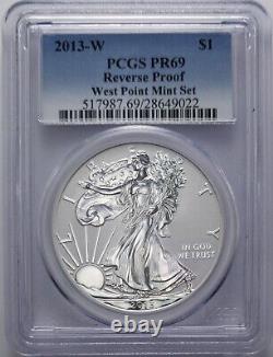 2013-W Silver Eagle Reverse Proof PR69 DCAM PCGS PR PF West Point Mint Set Blue