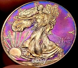 2015 1 Oz Toned American Silver Eagle. 999 Silver monster Rainbow Toning 48