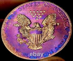 2015 1 Oz Toned American Silver Eagle. 999 Silver monster Rainbow Toning 48