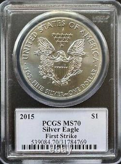 2015 Ms70 Silver Eagle Pcgs Mercanti First Day Of Issue Fdi