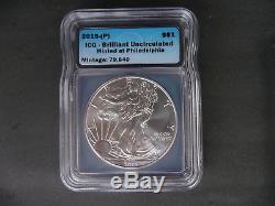 2015 (P) silver American eagle ICG Brilliant uncirculated Minted in Philadelphia