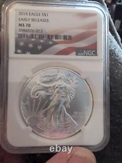 2015 (p) Silver Eagle Ms70 Ngc Bu'minted At Philadelphia' Mint Mintage 79,640