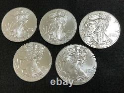 2016 1oz. 999 Fine American Silver Eagle Coin Lot Of 5