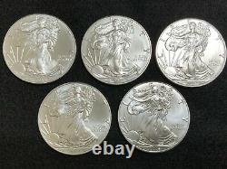 2016 1oz. 999 Fine American Silver Eagle Coin Lot Of 5
