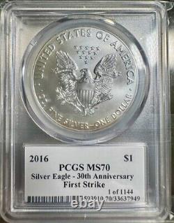 2016 American Silver Eagle Proof PCGS Graded MS70 Signed Moy 1oz Silver