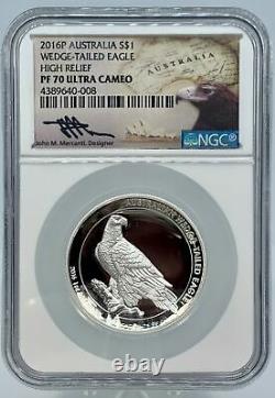 2016 Proof Wedge Tail Eagle, John M. Mercanti Hand Signed NGC PF 70 Ultra Cameo