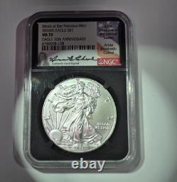 2016-S Silver Eagle 30th Anniversary Black Core Ana Cabral Signature NGC MS70