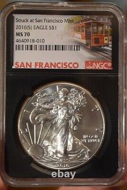 2016 S US Silver American Eagle Coin NGC MS70 Struck at San Francisco Mint