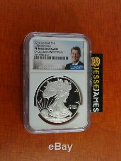 2016 W Proof Silver Eagle Ngc Pf70 Ucam 30th Anniversary Lettered Edge Reagan