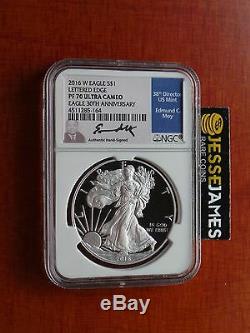 2016 W Proof Silver Eagle Ngc Pf70 Ultra Cameo Moy 30th Anniversary Edge Letters