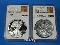 2016 W Proof and Burnished A. S. E, 30th Ann. Ltrd. Edge 2-Coin Set NGC Pf/Ms 70