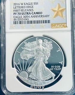 2016 W Silver American Eagle-lettered Edge-first Releases-pf70 Ultra Cameo-#4