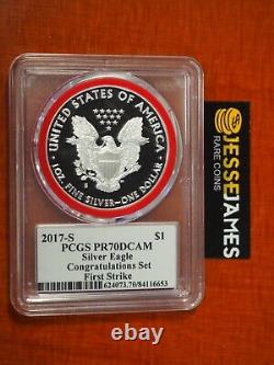 2017 S Proof Silver Eagle Pcgs Pr70 Dcam Fs Congratulations Set Donald Trump