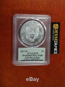 2017 W Burnished Silver Eagle Pcgs Sp70 Cleveland Minuteman First Day Of Issue