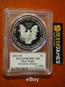 2017 W Proof Silver Eagle Pcgs Pr70 Dcam Flag Mercanti First Day Of Issue Fdi
