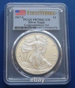 2017-s American Silver Eagle. Congratulations Set. Pcgs. Pr70 Dcam. 1st Strike