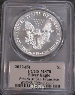 2017 (s) Silver Eagle Pcgs Ms70 Cleveland Signed