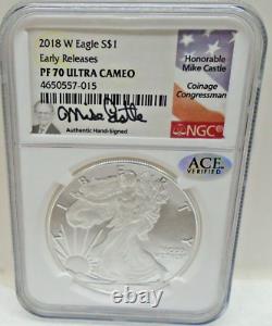 2018W Eagle Certified by NGC PF70 Ultra Cameo Signed by Congressman Castle