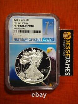 2018 S Proof Silver Eagle Ngc Pf70 Ultra Cameo First Day Issue Bald Eagle Core