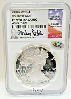 2018 S Silver Eagle Certified by NGC as PF 70 Ultra Cameo First Day of Issue