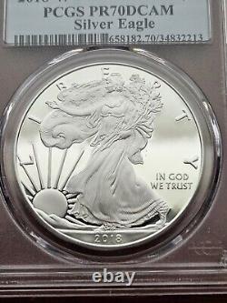 2018 W American Proof Silver Eagle $1 PCGS PR70 DCAM First Strike Flag Label