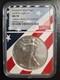 2018 W Burnished Silver Eagle Ngc Ms70 Independence Day Edition Flag Core