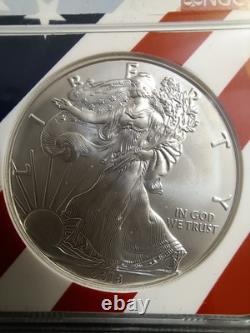 2018 W Burnished Silver Eagle Ngc Ms70 Independence Day Edition Flag Core