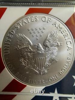 2018 W Burnished Silver Eagle Ngc Ms70 Independence Day Edition Flag Core