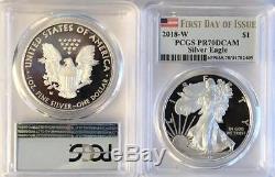 2018 W Silver Proof American Eagle PCGS PR 70 DCAM First Day of Issue FDOI
