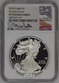 2018-s American Eagle 1oz Fdoi Mike Castle Ngc Pr 70 Ucameo Top Pop High-grades