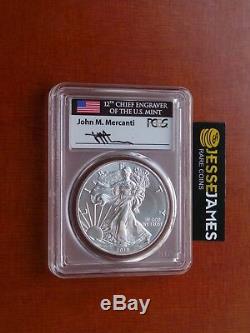 2018 (w) Silver Eagle Pcgs Ms70 Mercanti Struck At West Point First Day Of Issue
