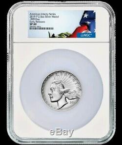 2019 2.5 oz Silver Medal High Relief American Liberty NGC SP 69 ER Eagle Reverse