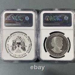 2019 Pride of 2 Nations Silver Eagle Rev PF & Maple Leaf NGC, PF70 (69734)