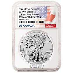 2019 Pride of Two Nations 2pc. Set U. S. Set NGC PF70 ER Flags Label