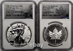 2019 Pride of Two Nations Set Silver Eagle Maple Leaf NGC PF70 First Releases
