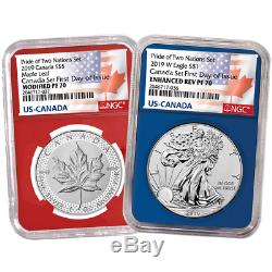 2019 RCM Pride of Two Nations 2pc. Set NGC PF70 FDI Flags Label Red Blue Canada