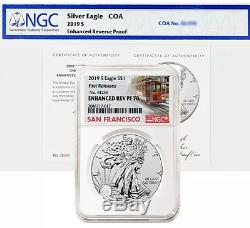 2019 S $1 Enhanced Reverse Proof American Silver Eagle NGC PF70- COA PRESALE
