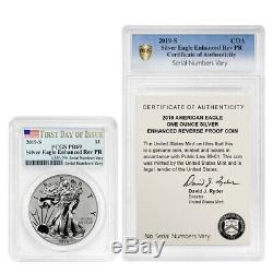 2019-S 1 oz Enhanced Reverse Proof Silver American Eagle PCGS PF 69 FDOI (withCOA)