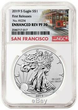 2019 S ENHANCED REVERSE PROOF SILVER EAGLE(19XE), NGC PF70 FR with COA #, PRE-SALE