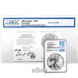 2019-S Enhanced Reverse Proof $1 American Silver Eagle / COA #00068 Signed NGC P