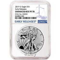 2019-S Enhanced Reverse Proof $1 American Silver Eagle / COA # NGC PF70 Blue ER