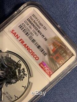 2019 S Enhanced Reverse Proof Silver Eagle (19xe), Ngc Rev Pf70 First Release