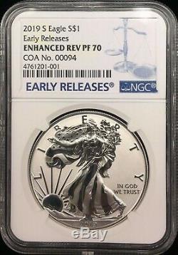 2019 S Enhanced Reverse Proof Silver Eagle Ngc Pf70 David Ryder Signed #00094