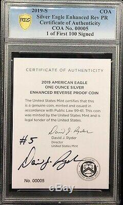 2019 S Enhanced Reverse Proof Silver Eagle Pcgs Pr70 Mercanti David Ryder 00005