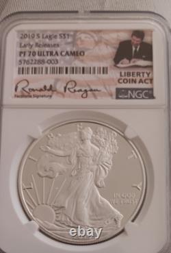 2019 S Silver Eagle Ngc Pf 70 Ultra Cameo Reagan Signed Liberty Coin Act
