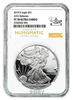 2019 S Silver Eagle Proof NGC PF70 Ultra Cameo Chicago ANA Releases
