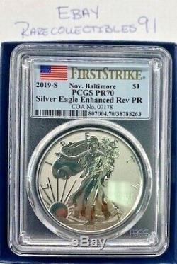 2019 San Francisco $1 Silver American Eagle Enhanced Reverse Proof Pcgs Pr70