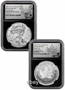 2019 Silver Eagle & Maple 1-oz Pride of Two Nations NGC PF70 FR Black Core